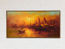 Load image into Gallery viewer, Luminous Vintage Sailboat, Mid-century Painting
