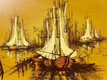 Load image into Gallery viewer, Mustard, Yellow, Gold, Nautical, Mid-century, Classic Painting, Signed
