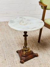 Load image into Gallery viewer, Italian Vintage, Marble Round Side Table Brass Ornate Base
