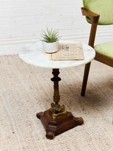 Load image into Gallery viewer, Italian Vintage, Marble Round Side Table Brass Ornate Base
