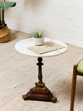 Load image into Gallery viewer, Italian Vintage, Marble Round Side Table Brass Ornate Base

