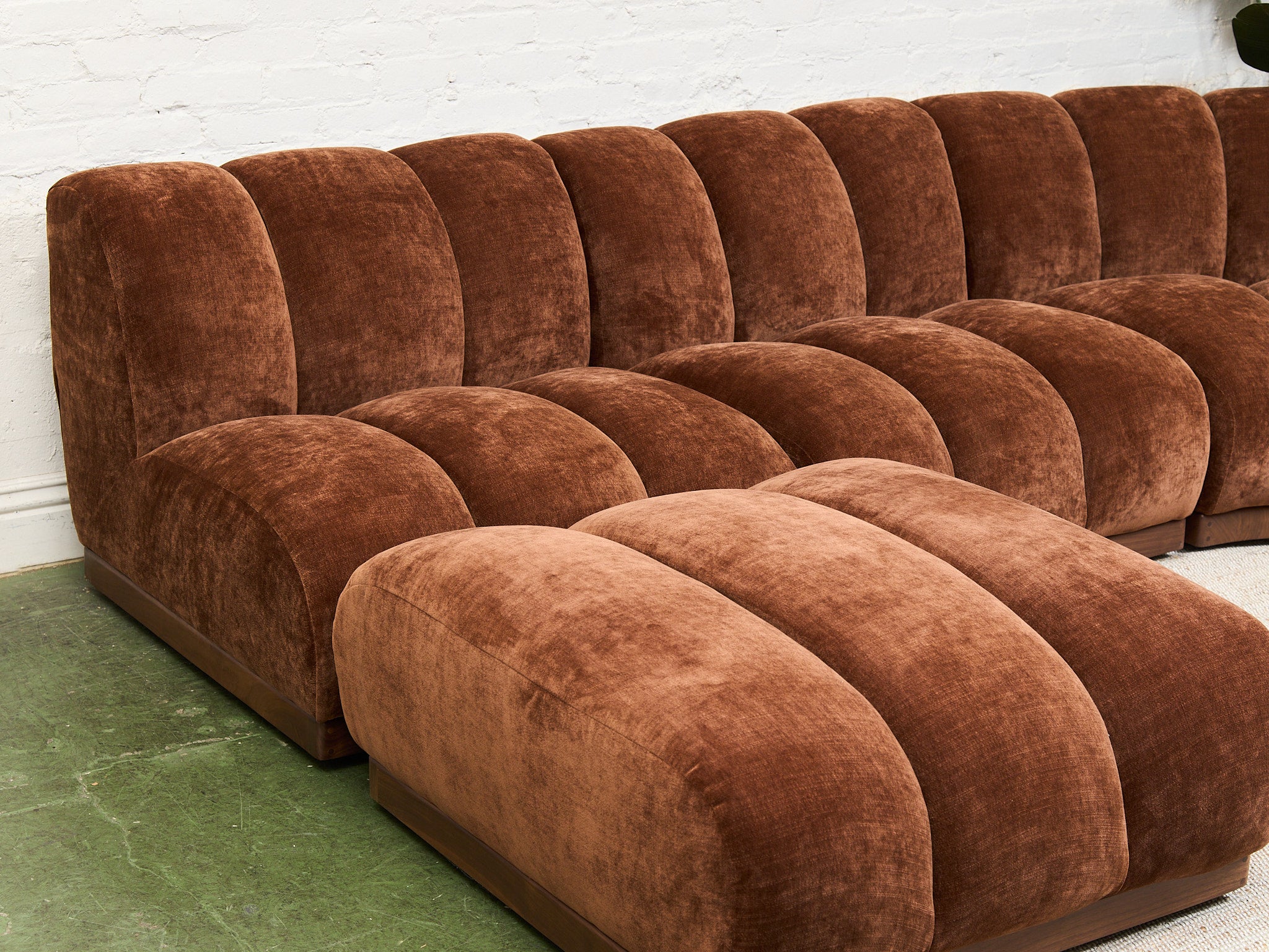 Rust Velvet Channel-Tufted 1970s Style Modular Sectional Sofa – Sunbeam Vintage