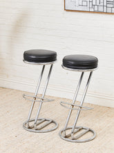 Load image into Gallery viewer, Mid-Century Modern Leather and Chrome Bar Stools 1980s Italy
