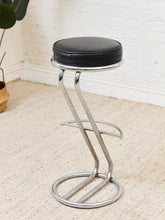 Load image into Gallery viewer, Mid-Century Modern Leather and Chrome Bar Stools 1980s Italy
