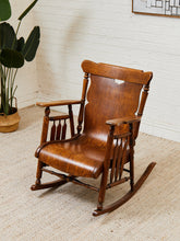 Load image into Gallery viewer, 9th Century Oak Pressed Back Rocker American Made

