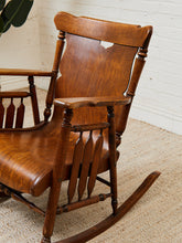 Load image into Gallery viewer, 9th Century Oak Pressed Back Rocker American Made
