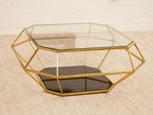 Load image into Gallery viewer, Brass Geometric Glam Coffee Table
