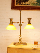 Load image into Gallery viewer, Brass Bouillotte Table Lamp with Amber Shades
