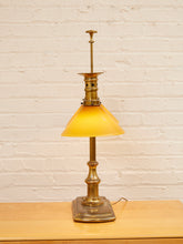 Load image into Gallery viewer, Brass Bouillotte Table Lamp with Amber Shades
