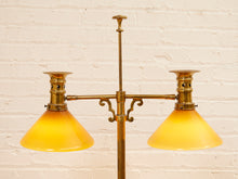 Load image into Gallery viewer, Brass Bouillotte Table Lamp with Amber Shades
