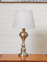 Load image into Gallery viewer, Brushed Nickel Table Lamps with Linen Shades, Modern Classic Pair
