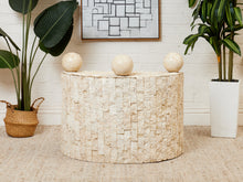 Load image into Gallery viewer, Half Moon Entry Table Tessellated Marble Entry
