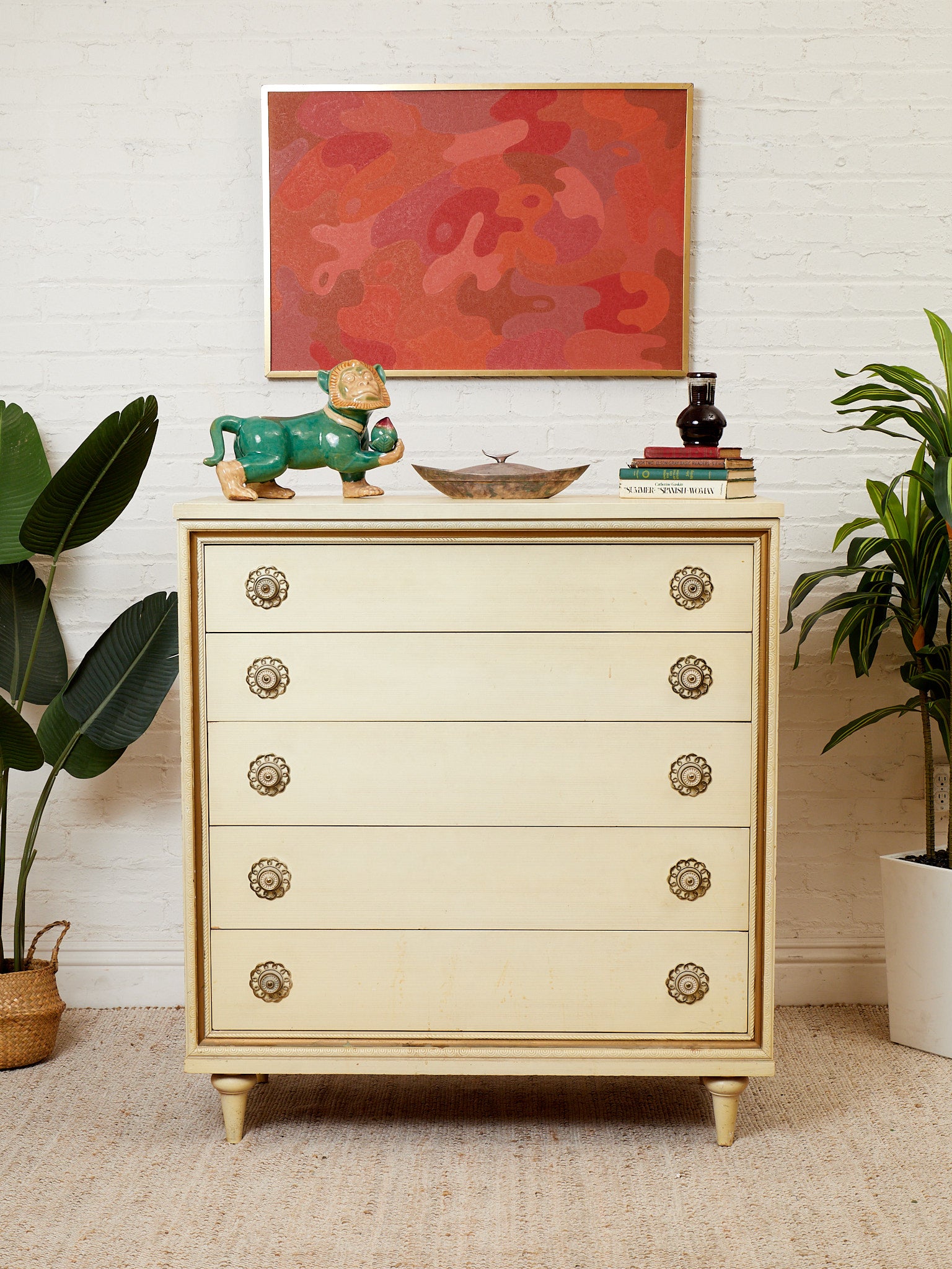 1960s Flower Drawer Pull High Boy Dresser as found – Sunbeam Vintage
