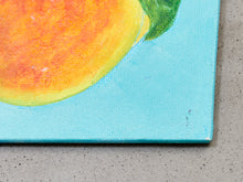 Load image into Gallery viewer, Original painting by E. Martinez Peaches on Pale Blue background
