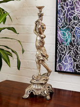 Load image into Gallery viewer, French Neolcassical Cast Bronze Boy w Torch Figural
