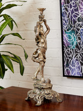 Load image into Gallery viewer, French Neolcassical Cast Bronze Boy w Torch Figural
