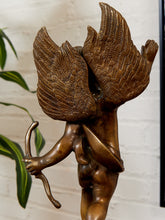 Load image into Gallery viewer, Vintage Brass Cherub Statue on Celestial Globe Large Bronze Angel Sculpture

