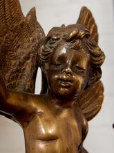 Load image into Gallery viewer, Vintage Brass Cherub Statue on Celestial Globe Large Bronze Angel Sculpture
