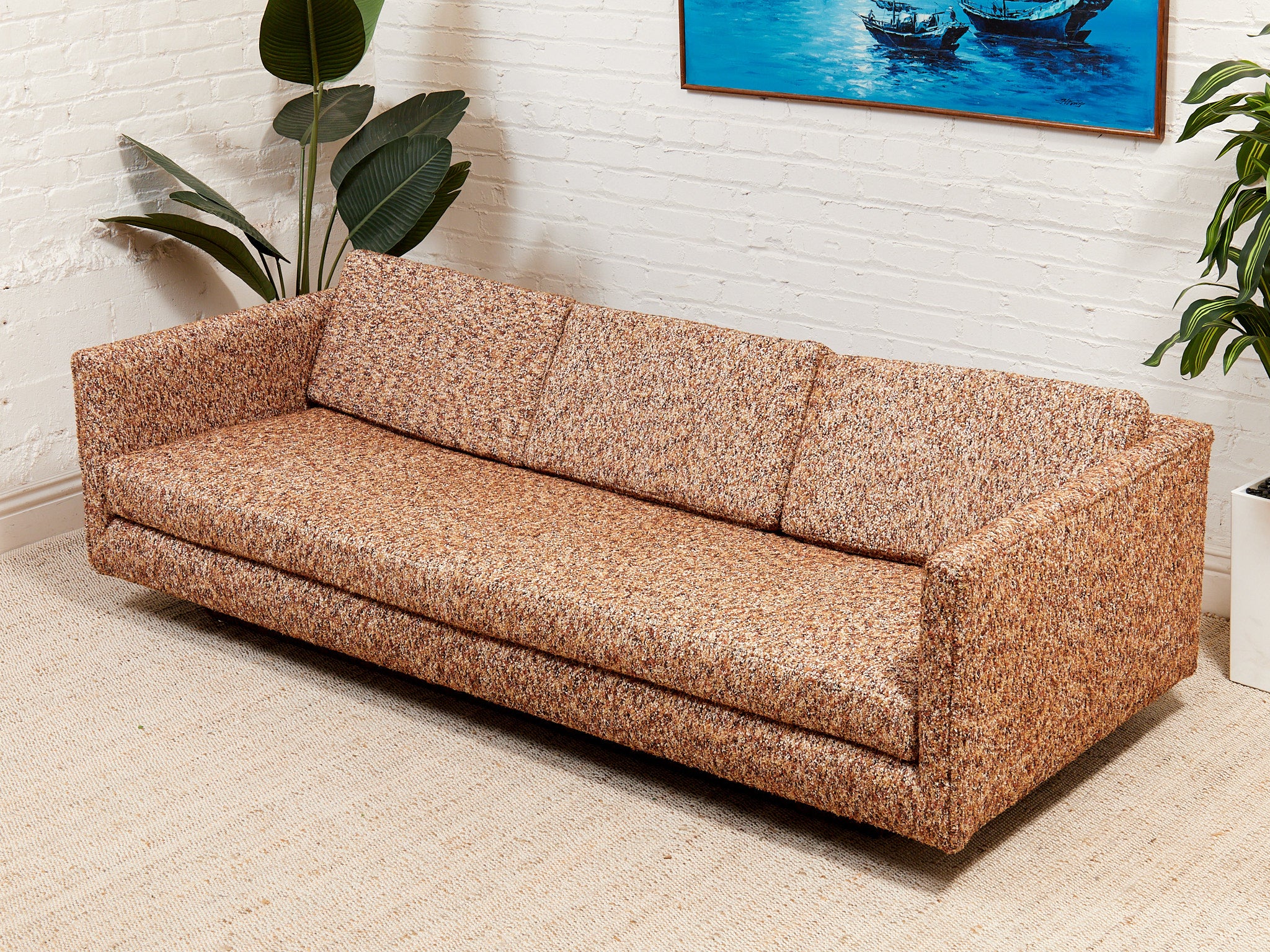 nude vintage 1970s Frech Quilted ビスチェ Crushed Orange 🍊 1960's Reupholstered Sofa – Sunbeam Vintage