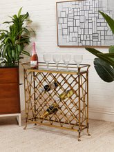 Load image into Gallery viewer, Restoration Hardware Brass and Marble Wine Stand
