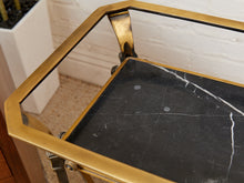 Load image into Gallery viewer, Restoration Hardware Brass and Marble Wine Stand
