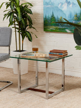 Load image into Gallery viewer, 1970’s Wood and Chrome End Table

