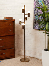 Load image into Gallery viewer, Mid Century Modern Brass Spiral Arranged Five Globes Floor Lamp
