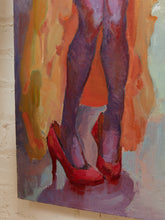 Load image into Gallery viewer, Figurative Painting of Two Women in Red Hats, Expressive Impressionist Style
