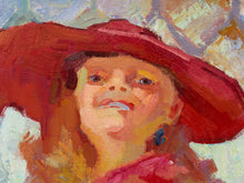 Load image into Gallery viewer, Figurative Painting of Two Women in Red Hats, Expressive Impressionist Style
