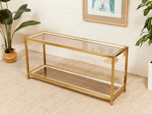 Load image into Gallery viewer, Mastercraft Brass 1970’s Hollywood Regency Entry table
