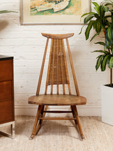 Load image into Gallery viewer, Primitive Style Mid Century Modern Arthur Umanoff  Woodcraft Walnut Rattan Rocker
