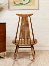 Load image into Gallery viewer, Primitive Style Mid Century Modern Arthur Umanoff  Woodcraft Walnut Rattan Rocker
