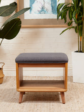 Load image into Gallery viewer, Blonde Wood Stool Ottoman
