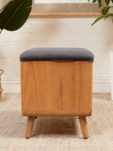 Load image into Gallery viewer, Blonde Wood Stool Ottoman
