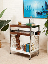 Load image into Gallery viewer, 1970s Chrome Moroccan Style Bar Cart
