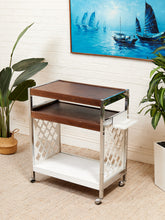 Load image into Gallery viewer, 1970s Chrome Moroccan Style Bar Cart
