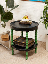 Load image into Gallery viewer, Vintage Green Spindle Side Table
