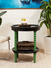 Load image into Gallery viewer, Vintage Green Spindle Side Table
