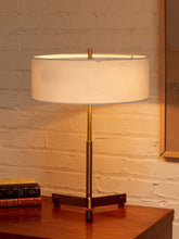 Load image into Gallery viewer, Gold Drum Shade Lamp
