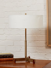 Load image into Gallery viewer, Gold Drum Shade Lamp
