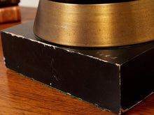 Load image into Gallery viewer, Mid Century American 1960's Black Ceramic Lamp With Brass and Wood Base
