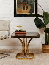 Load image into Gallery viewer, 1970’s Brass Smoked Glass Side Table
