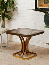 Load image into Gallery viewer, 1970’s Brass Smoked Glass Side Table
