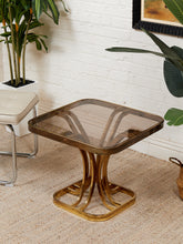 Load image into Gallery viewer, 1970’s Brass Smoked Glass Side Table
