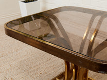 Load image into Gallery viewer, 1970’s Brass Smoked Glass Side Table
