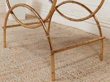Load image into Gallery viewer, 1960s Vintage Mid Century Blue Tufted/ Gold Metal Frame Vanity Bench
