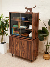 Load image into Gallery viewer, Faux Rosewood 1970’s Hutch
