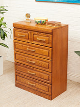 Load image into Gallery viewer, Oak Highboy with Flip Up Vanity Mirror
