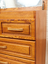 Load image into Gallery viewer, Oak Highboy with Flip Up Vanity Mirror
