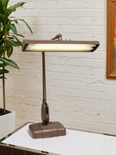 Load image into Gallery viewer, Vintage Copper, Brown Gooseneck Art Deco Beige Task Lamp
